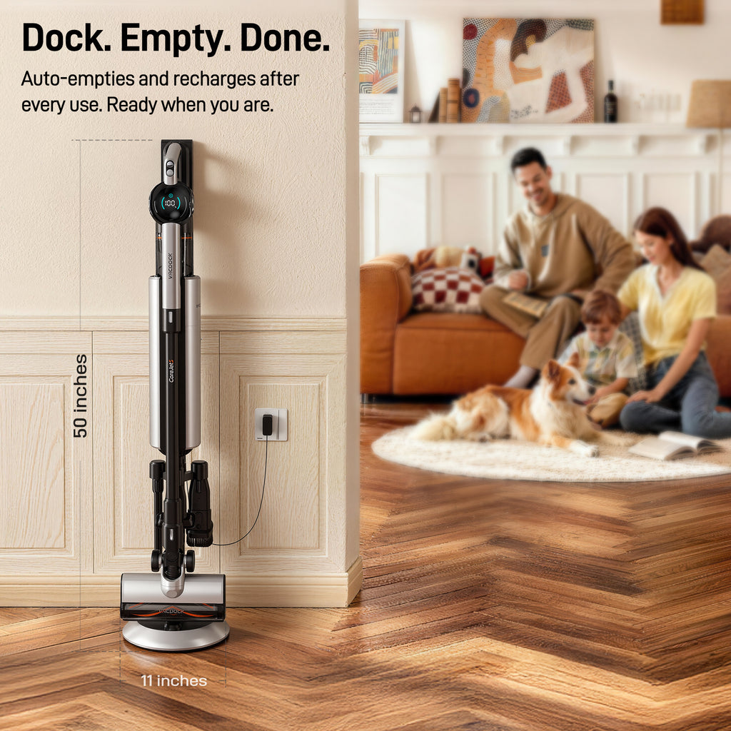 VACDOCK CoreJet5 Cordless Vacuum Cleaner, Self-Emptying All-in-One Dock